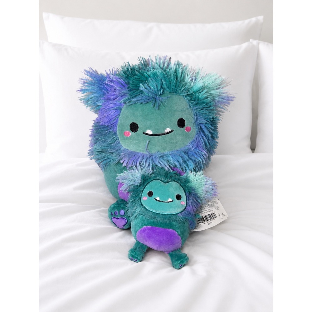Squishmallows JT Bigfoot Plush Bundle 8 Inch Clip NWT Teal Purple